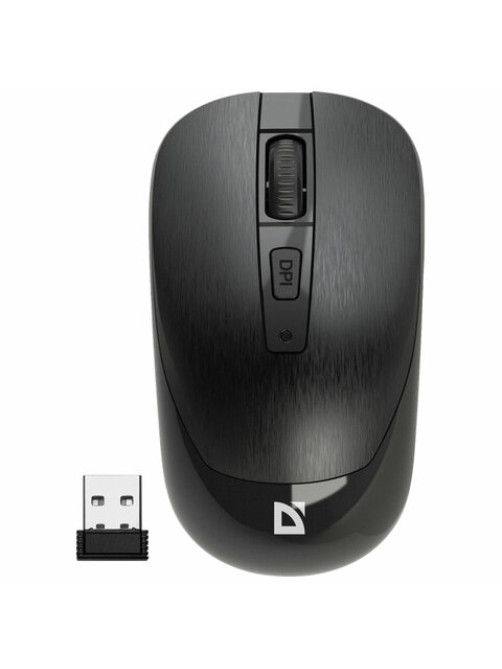 Мышь беспроводная бесшумная DEFENDER Wave MM-995, USB, 3 кнопки + 1 колесо-кнопка, оптическая, черная, 52995