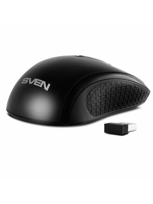 Мышь беспроводная SVEN RX-220W, 3 кнопки + 1 колесо-кнопка, оптическая, чёрная, SV-016227