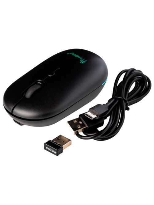 Мышь беспроводная бесшумная SMARTBUY 328AG, USB, 3 кнопки + 1 колесо-кнопка, черный, SBM328AGK