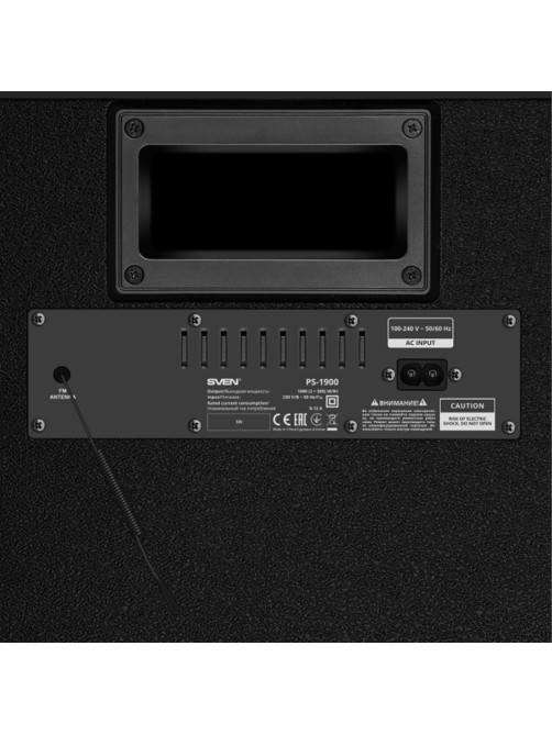 Колонка портативная SVEN PS-1900, 1000 Вт, TWS, Bluetooth, FM, USB, LED-дисплей, черная, SV-022037