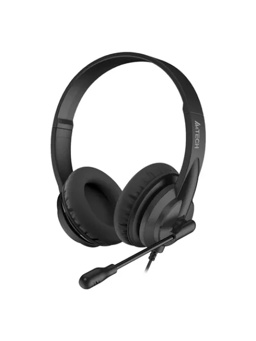 Наушники с микрофоном (гарнитура) A4TECH HU-10, проводные, 2 м, USB, черные, 1611400