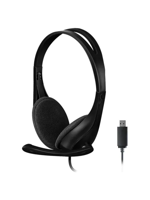 Наушники с микрофоном (гарнитура) A4TECH HU-9, проводные, 1.8 м, USB, черные, 1530266