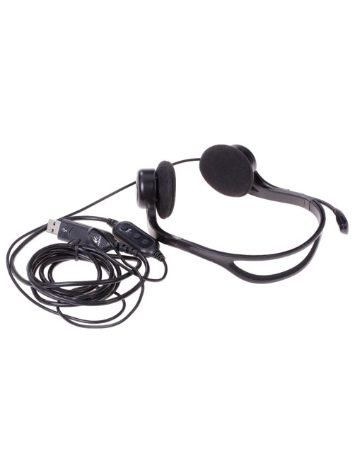 Наушники с микрофоном (гарнитура) LOGITECH PC 960, проводная, компьютерная, 2,4 м, стерео, USB, черная