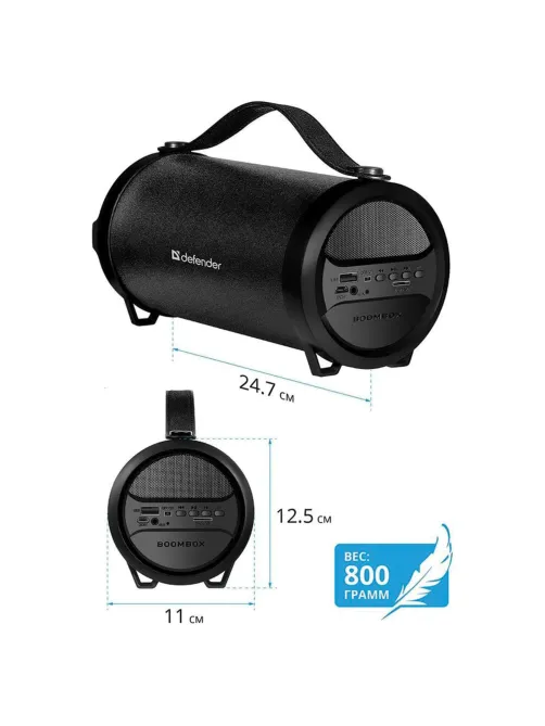 Колонка портативная DEFENDER G24, 1.0, 10 Вт, Bluetooth, FM-тюнер, microSD, чёрная, 65124