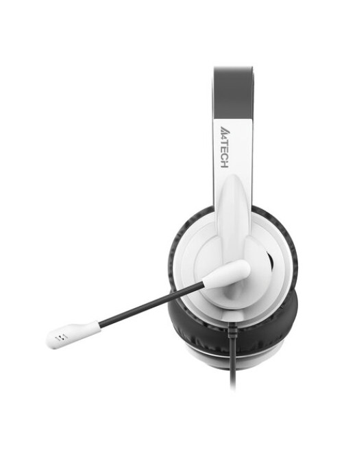 Наушники с микрофоном (гарнитура) A4TECH HU-10, проводные, 2 м, USB, черные с белым, 1611415