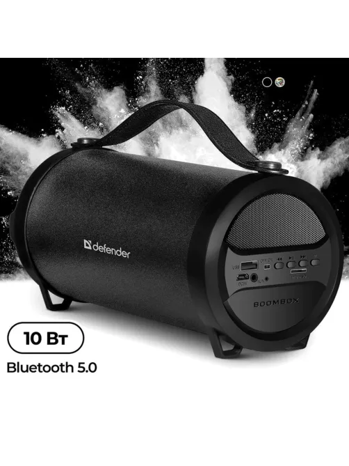 Колонка портативная DEFENDER G24, 1.0, 10 Вт, Bluetooth, FM-тюнер, microSD, чёрная, 65124