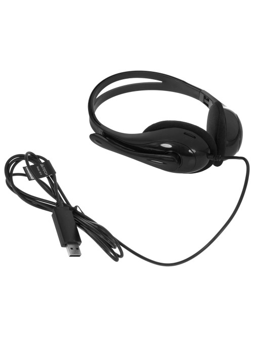 Наушники с микрофоном (гарнитура) A4TECH HU-9, проводные, 1.8 м, USB, черные, 1530266