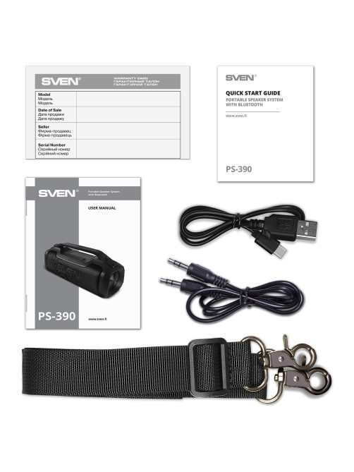 Колонка портативная SVEN PS-390, 50 Вт, TWS, Bluetooth, microSD, черный, SV-021306