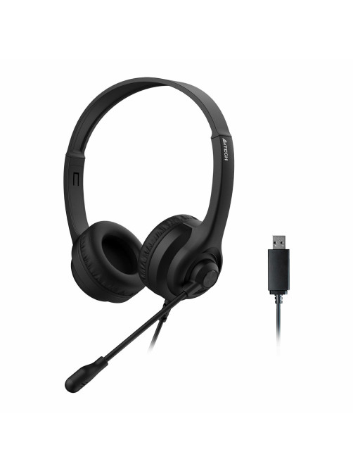 Наушники с микрофоном (гарнитура) A4TECH HU-8, проводные, 2 м, USB, черные, 1874958