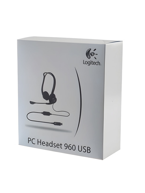 Наушники с микрофоном (гарнитура) LOGITECH PC 960, проводная, компьютерная, 2,4 м, стерео, USB, черная