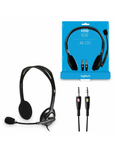 Наушники с микрофоном (гарнитура) LOGITECH H110, проводная, компьютерная, 1,83 м, стерео, 2 x mini jack 3,5 мм, черная