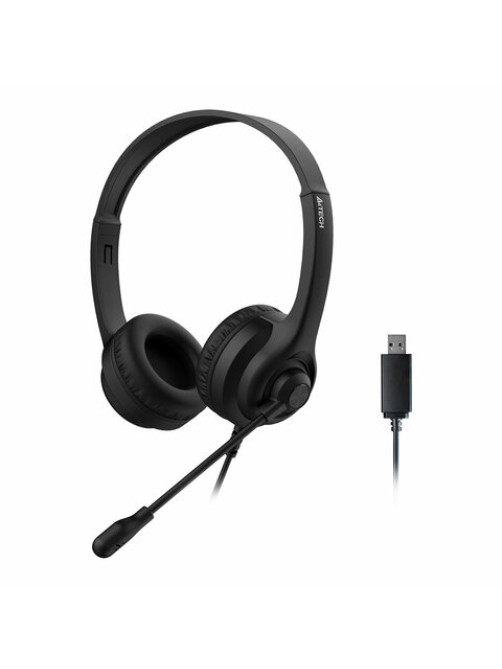 Наушники с микрофоном (гарнитура) A4TECH HU-8, проводные, 2 м, USB, черные, 1874958
