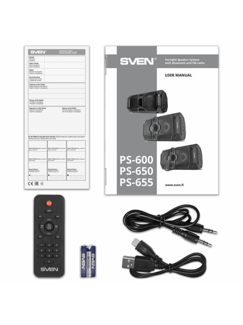 Колонка портативная SVEN PS-655, 50 Вт, TWS, Bluetooth, FM, USB, microSD, LED-дисплей, пульт, черная, SV-020163