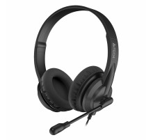 Наушники с микрофоном (гарнитура) A4TECH HU-10, проводные, 2 м, USB, черные, 1611400