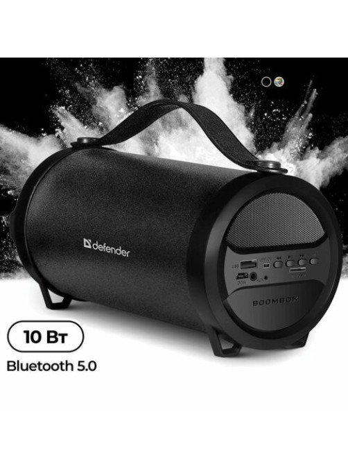 Колонка портативная DEFENDER G24, 1.0, 10 Вт, Bluetooth, FM-тюнер, microSD, чёрная, 65124