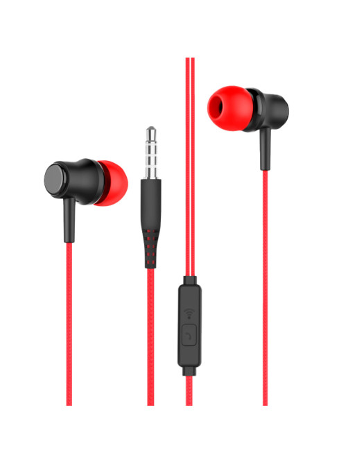 Наушники проводные внутриканальные с микрофоном SONNEN EP-H47RB, 1,1 м, красные/черные, 514129