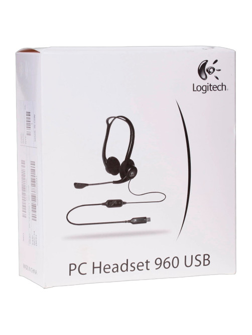 Наушники с микрофоном (гарнитура) LOGITECH PC 960, проводная, компьютерная, 2,4 м, стерео, USB, черная