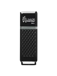 Флеш-диск 64 GB SMARTBUY Quartz USB 2.0, черный, SB64GBQZ-K