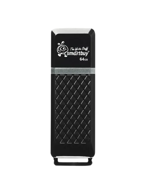 Флеш-диск 64 GB SMARTBUY Quartz USB 2.0, черный, SB64GBQZ-K