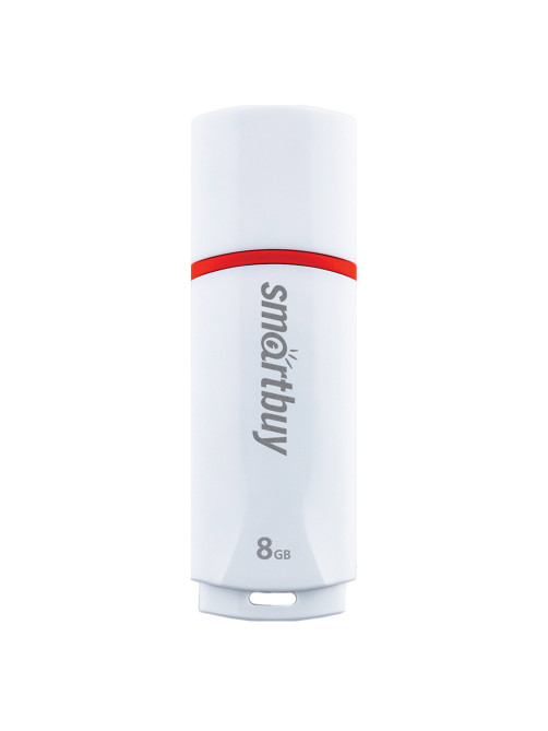 Флеш-диск 8 GB, SMARTBUY Crown, USB 2.0, белый, SB8GBCRW-W
