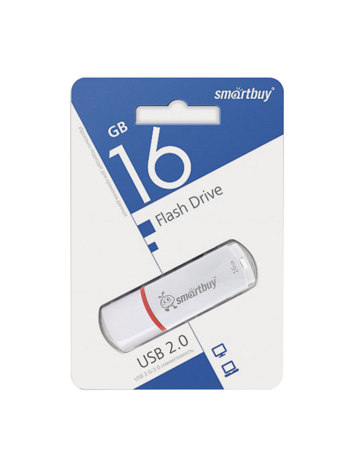 Флеш-диск 16 GB, SMARTBUY Crown, USB 2.0, белый, SB16GBCRW-W