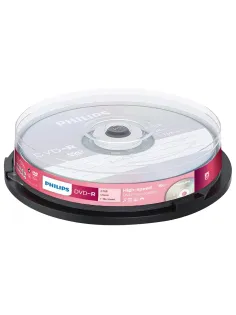 Диск DVD-R PHILIPS, 4,7 Гб, 16x, Cake Box (упаковка на шпиле), КОМПЛЕКТ 10 шт., DM4S6B10F/97