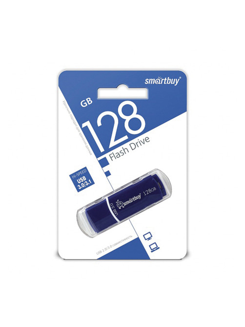 Флеш-диск 128 GB, SMARTBUY Crown, USB 3.0, синий, SB128GBCRW-Bl