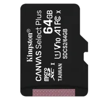 Карта памяти microSDXC 64 ГБ, KINGSTON Canvas Select Plus, UHS-I, 100 Мб/с (class 10), SDCS2/64GBSP