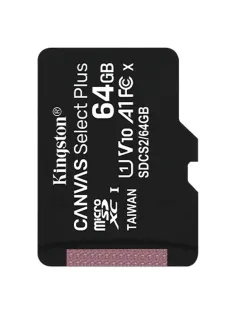 Карта памяти microSDXC 64 ГБ, KINGSTON Canvas Select Plus, UHS-I, 100 Мб/с (class 10), SDCS2/64GBSP