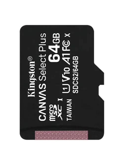 Карта памяти microSDXC 64 ГБ, KINGSTON Canvas Select Plus, UHS-I, 100 Мб/с (class 10), SDCS2/64GBSP
