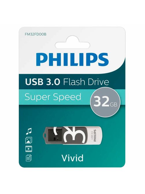 Флеш-диск 32 GB PHILIPS VIVID, разъем USB 3.0, черный, FM32FD00B/97