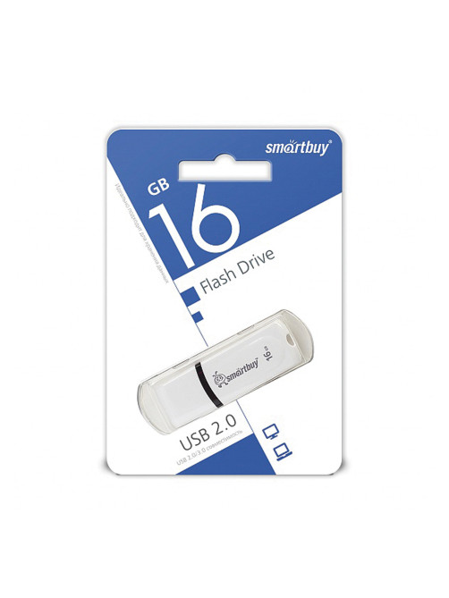 Флеш-диск 16 GB, SMARTBUY Paean, USB 2.0, белый, SB16GBPN-W