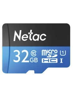Карта памяти microSDHC 32 ГБ NETAC P500 Standard, UHS-I U1, 80 Мб/с (class 10), адаптер, NT02P500STN-032G-R