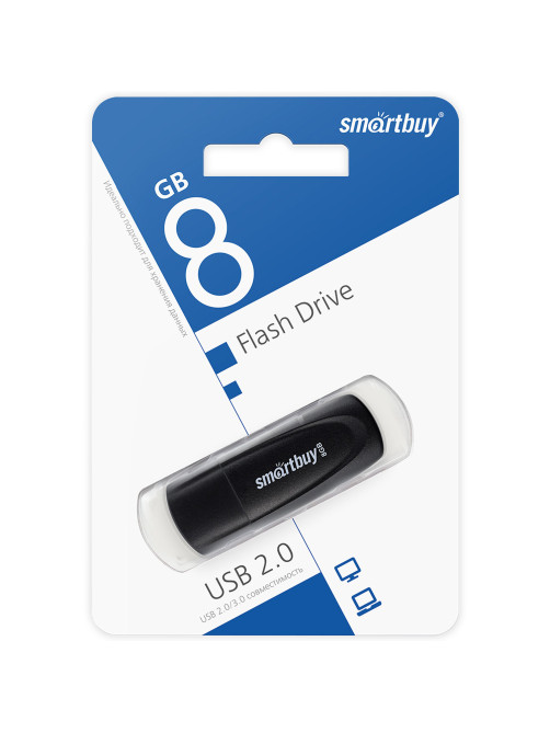 Флеш-диск 8 GB SMARTBUY Scout USB 2.0, черный, SB008GB2SCK