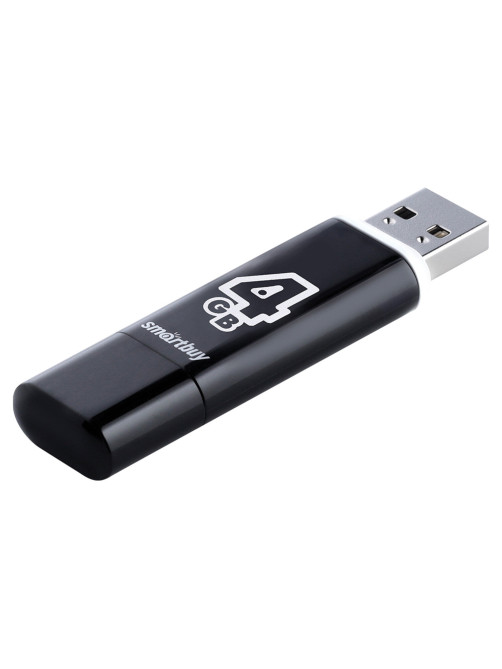 Флеш-диск 4 GB, SMARTBUY Glossy, USB 2.0, черный, SB4GBGS-K