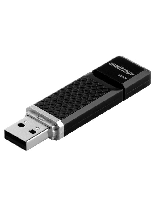 Флеш-диск 64 GB SMARTBUY Quartz USB 2.0, черный, SB64GBQZ-K