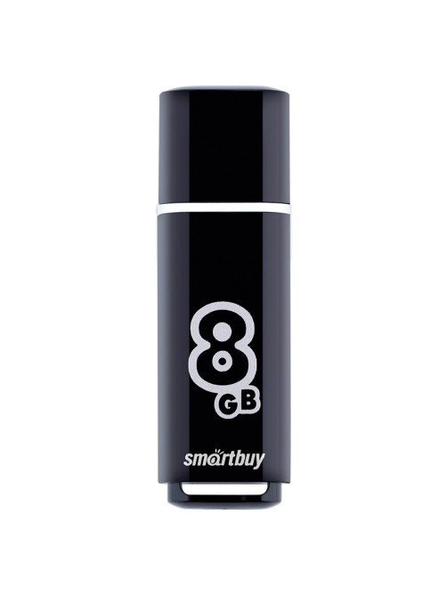 Флеш-диск 8 GB, SMARTBUY Glossy, USB 2.0, черный, SB8GBGS-K