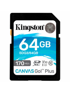 Карта памяти SDXC 64GB KINGSTON Canvas Go Plus, UHS-I U3, 170 Мб/с (class 10), SDG3/64GB