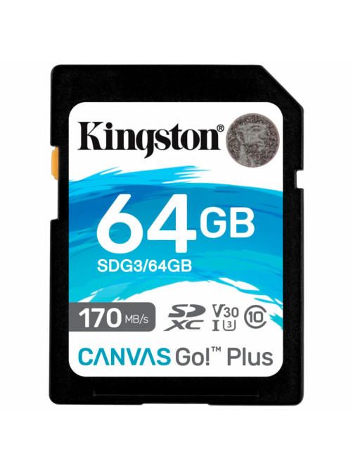 Карта памяти SDXC 64GB KINGSTON Canvas Go Plus, UHS-I U3, 170 Мб/с (class 10), SDG3/64GB