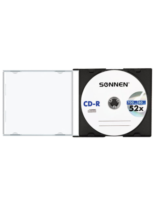 Диск CD-R SONNEN, 700 Mb, 52x, Slim Case (1 штука), 512572