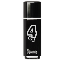 Флеш-диск 4 GB, SMARTBUY Glossy, USB 2.0, черный, SB4GBGS-K