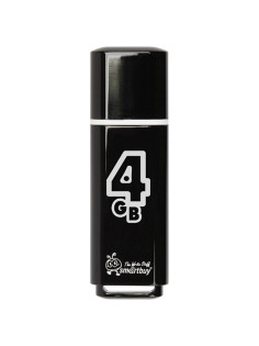 Флеш-диск 4 GB, SMARTBUY Glossy, USB 2.0, черный, SB4GBGS-K