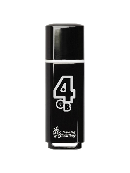 Флеш-диск 4 GB, SMARTBUY Glossy, USB 2.0, черный, SB4GBGS-K