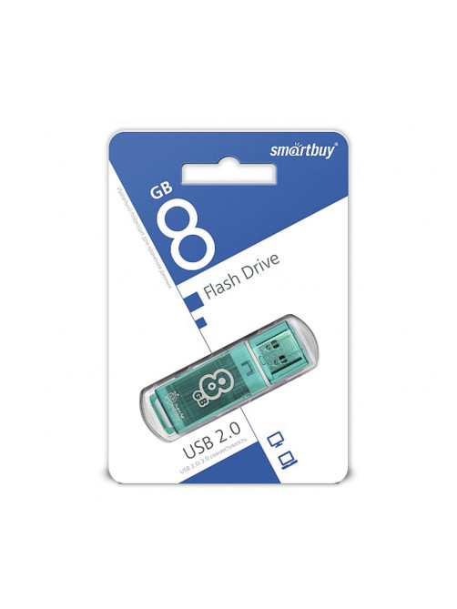 Флеш-диск 8 GB, SMARTBUY Glossy, USB 2.0, зеленый, SB8GBGS-G