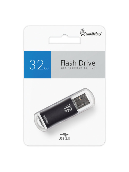 Флеш-диск 32 GB, SMARTBUY V-Cut, USB 2.0, металлический корпус, черный, SB32GBVC-K