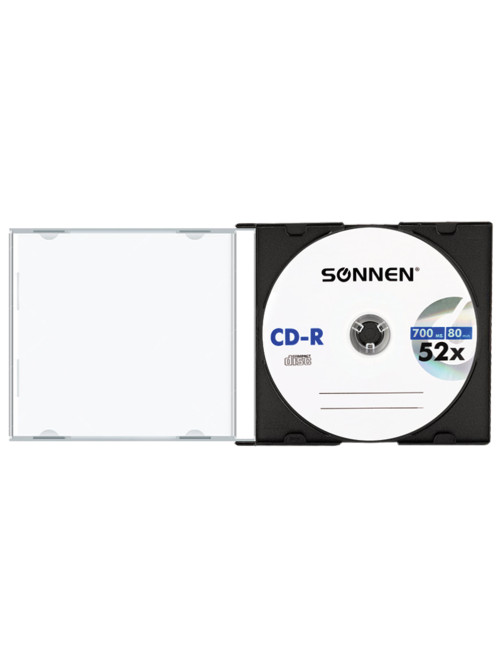 Диск CD-R SONNEN, 700 Mb, 52x, Slim Case (1 штука), 512572