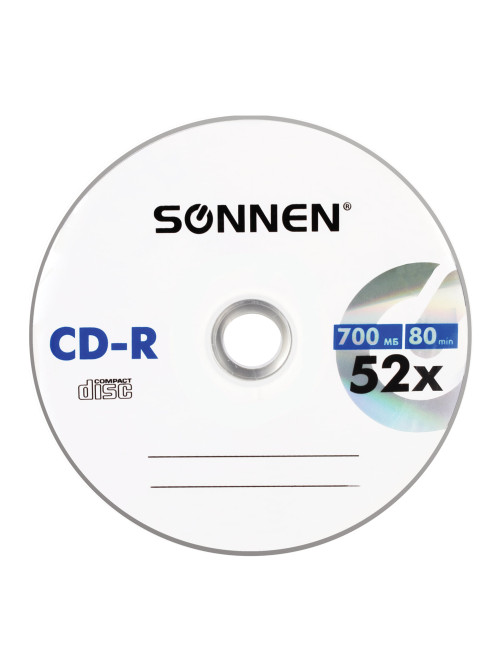 Диск CD-R SONNEN, 700 Mb, 52x, Slim Case (1 штука), 512572