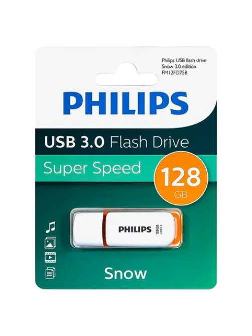 Флеш-диск 128 GB PHILIPS SNOW, разъем USB 3.0, желтый, FM12FD75B/97