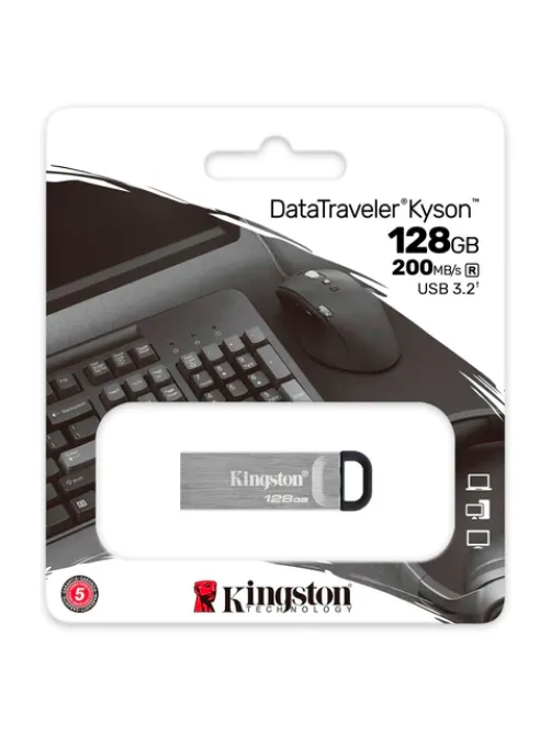 Флеш-диск 128 GB KINGSTON DataTraveler Kyson, разъем USB 3.2, серебряный, DTKN/128GB