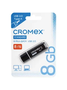 Флеш-диск 8 GB, CROMEX (КРОМЕКС) Standard USB 2.0, черный, 514157